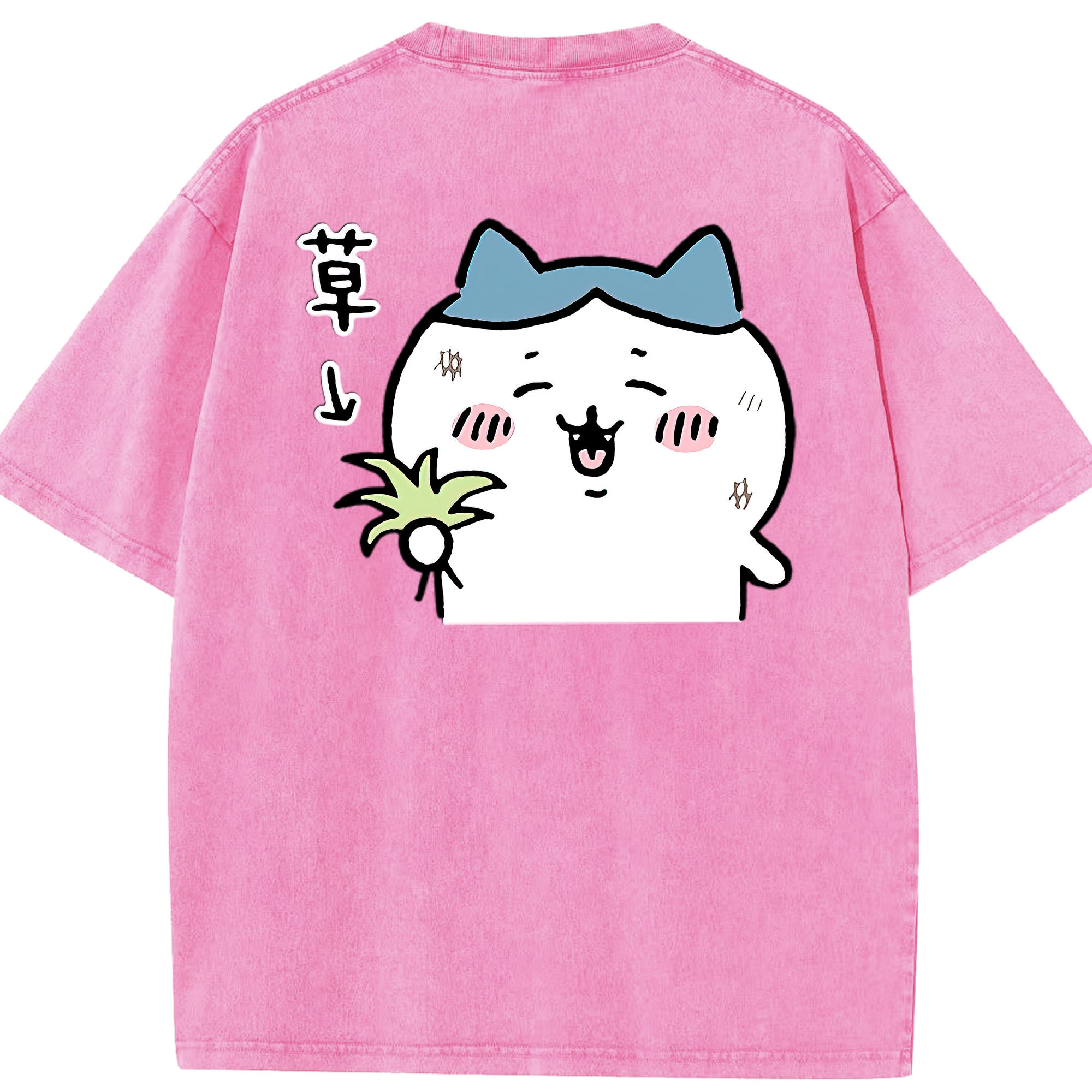 （画像用） ちいかわ ハチワレ Chii-kawa hachiware 綿100% ヴィンテージ風 半袖Tシャツ（背面プリント）